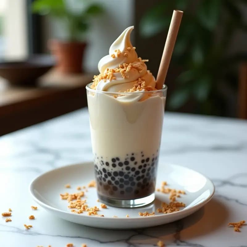 Helado de Té de Burbujas con Perlas de Chía: Postre Taiwánes Sin Azúcar y Crujiente