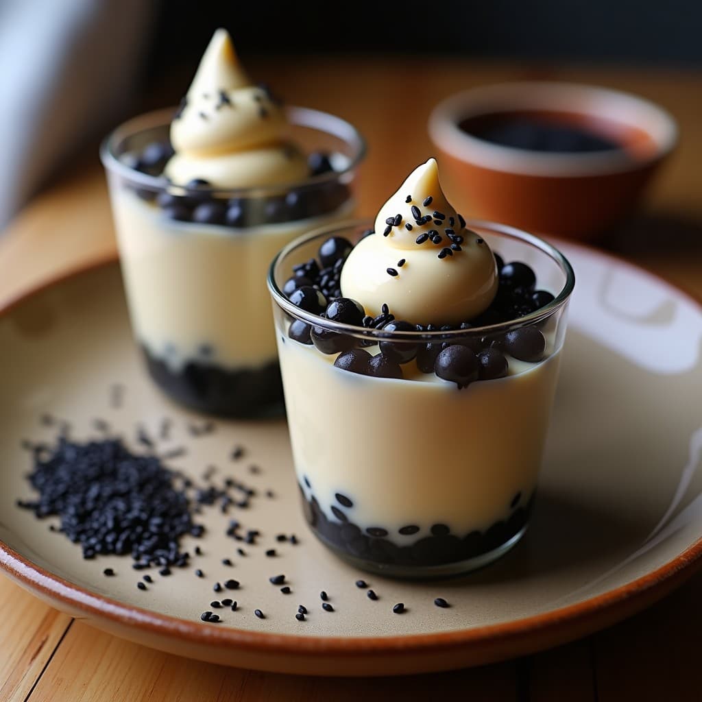 Helado de Té de burbujas y semillas de sésamo negro: Postre taiwanés sin azúcar