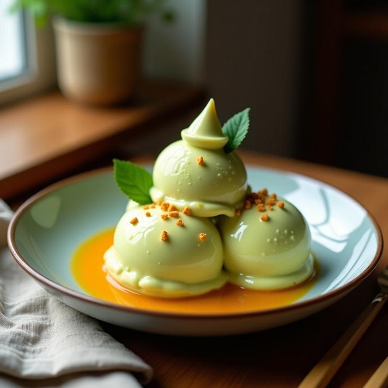Helado de Té de Ceremonía y Cúrcuma: Postre Japonés Keto con Leche de Coco