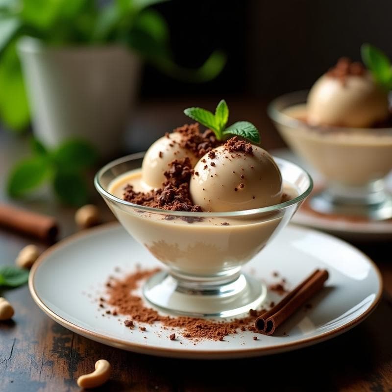 Helado de Té Chai y Anacardos con Virutas de Chocolate 90%: Postre Vegano y Keto