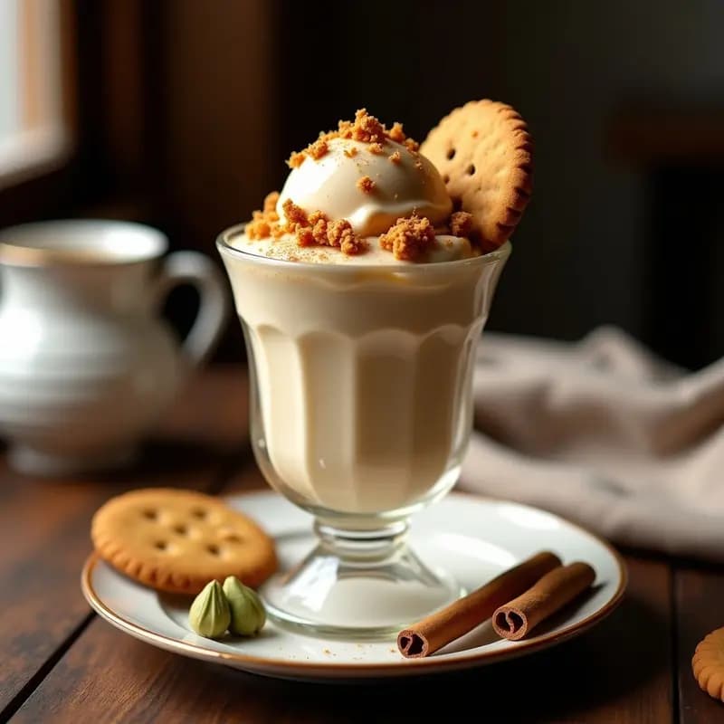 Helado de Té Chai y Cardamomo con Galletas de Jengibre: Postre Indio Especiado y Cremoso