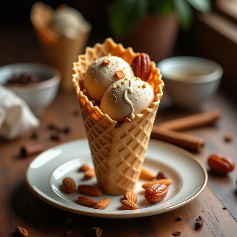 Helado de Té Chai con Trozos de Dátiles y Almendras: Postre Indio Keto Sin Lactosa