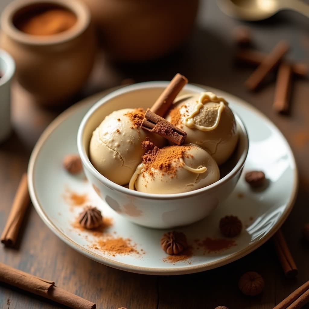 Helado de Té Chai y Dátiles: Postre Indio Sin Lácteos con Toque de Canela y Jengibre