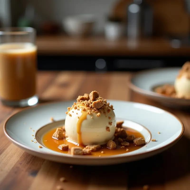 Helado de Té Chai con Trozos de Galleta de Especias y Caramelo de Coco