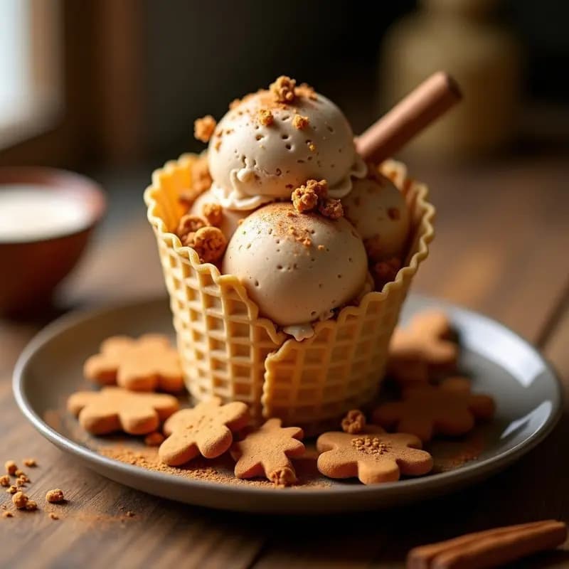 Helado de Té Chai con Trozos de Galleta de Jengibre: Postre Vegano y Especiado