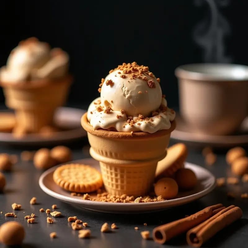 Helado de Té Chai con Trozos de Galleta Speculoos: Postre Indio Reconfortante