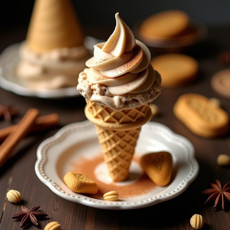 Helado de Té Chai con Leche de Almendras y Pedacitos de Galleta Speculoos: Postre Sin Lácteos