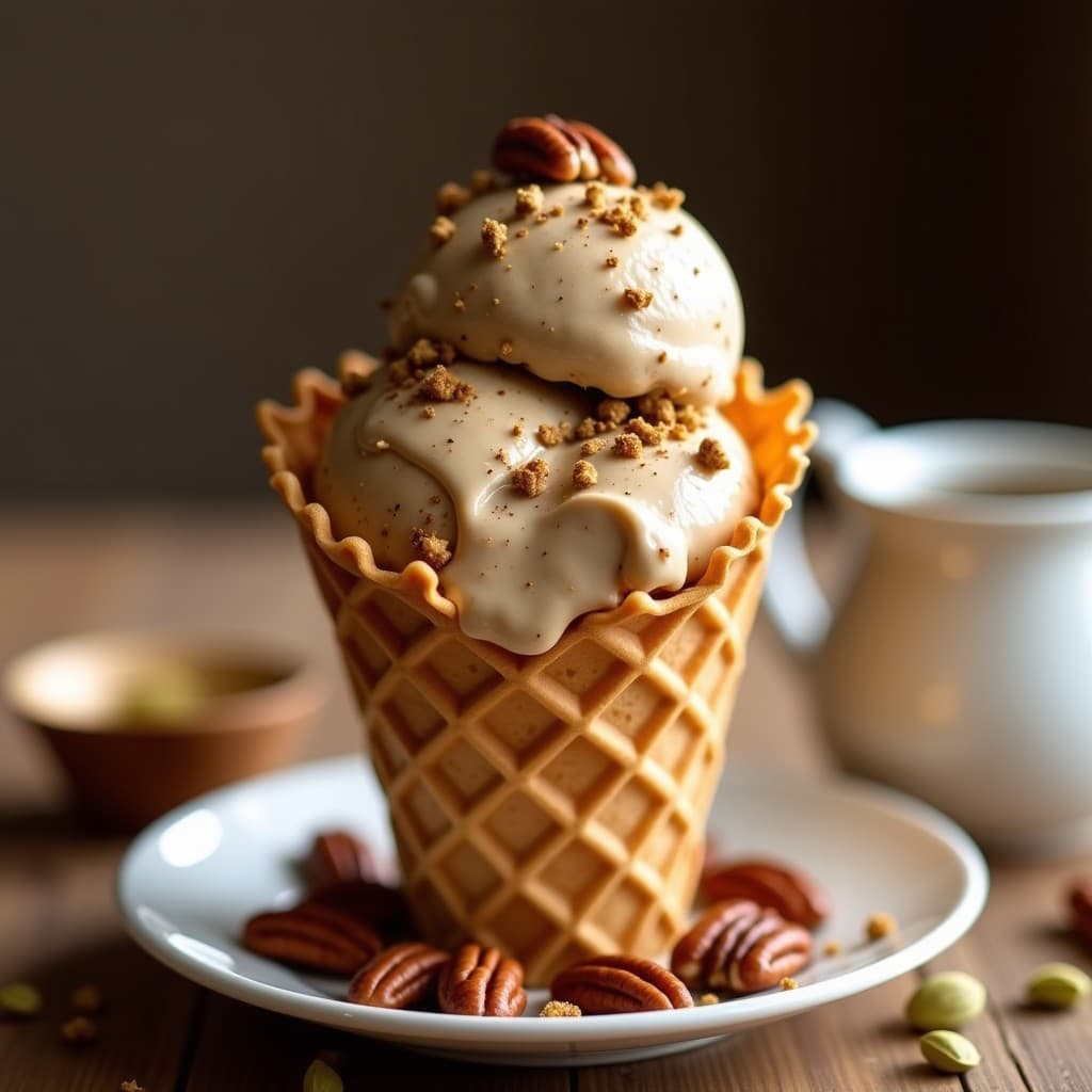 Helado de Té Chai con Trozos de Nueces y Semillas de Cardamomo: Postre Vegano y Aromático