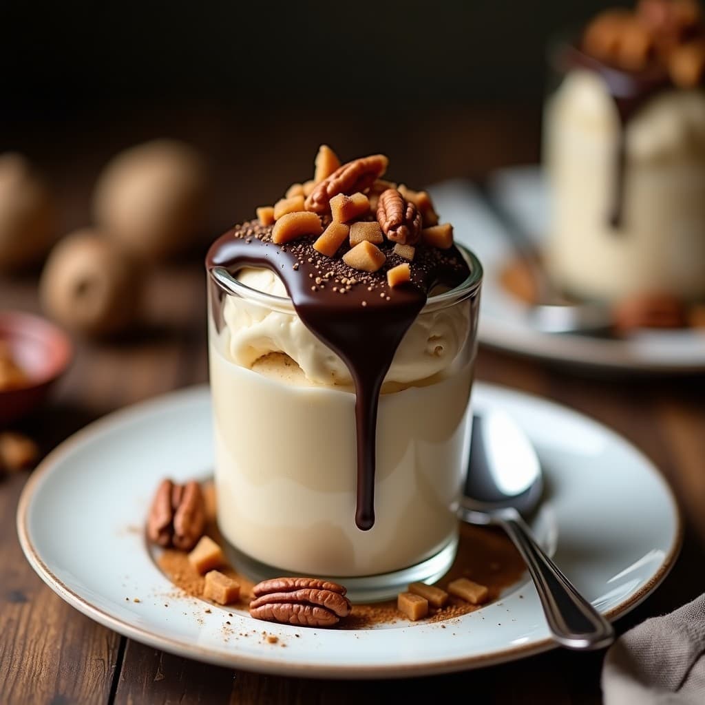 Helado de Té Chai y Nueces con Cobertura de Chocolate Negro: Postre India Keto