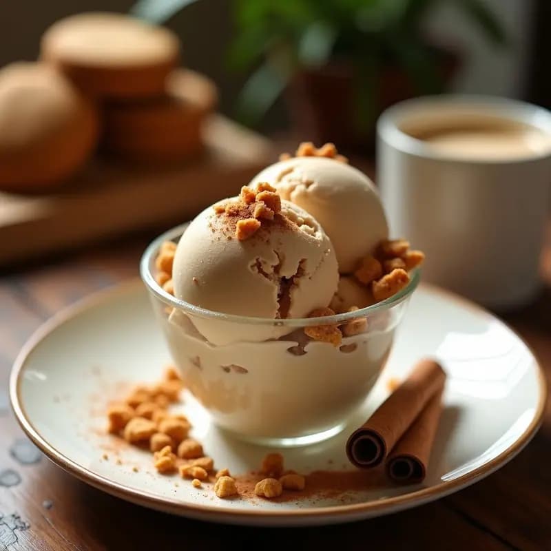 Helado de Té Chai con Trozos de Galletas de Jengibre: Postre Indulgante Sin Lácteos