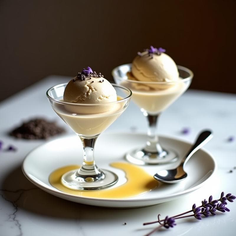 Helado de Té Earl Grey y Lavanda con Sirope de Agave: Postre Británico Vegano y Sin Azúcar
