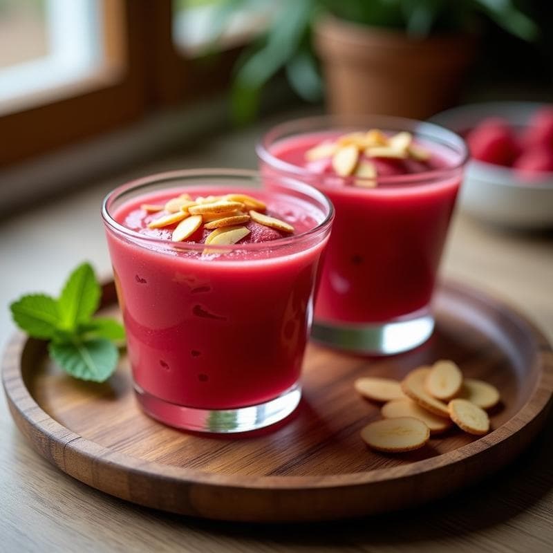 Helado de Té de Hibisco y Jengibre con Crujiente de Almendras: Postre Vegano y Detox