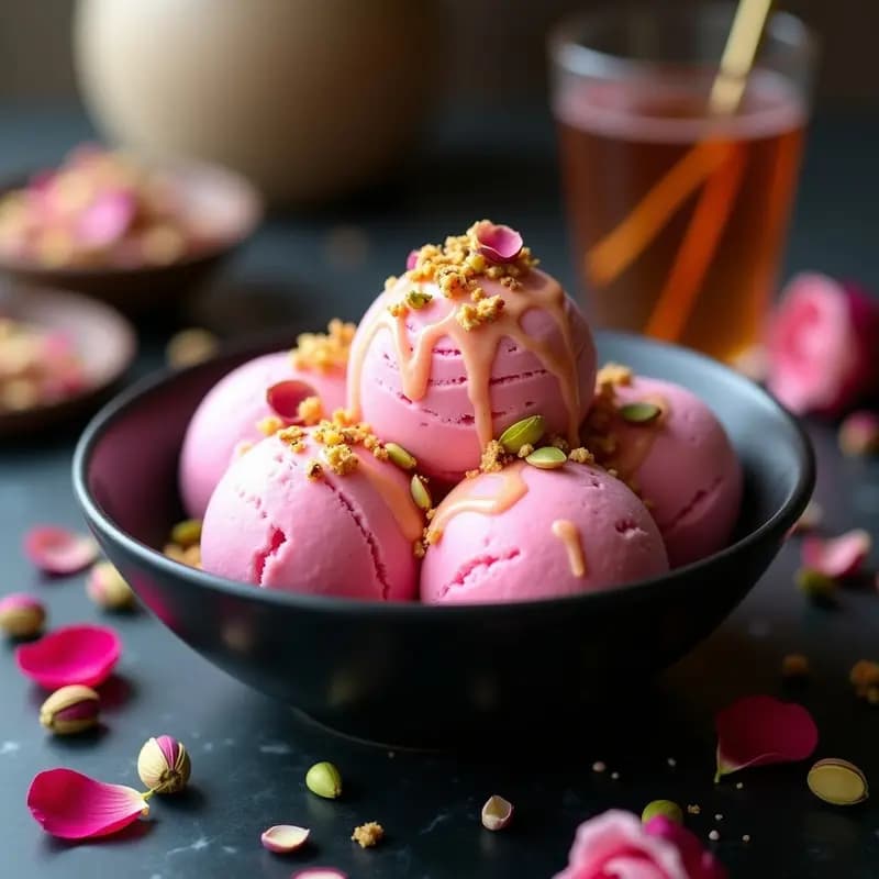 Helado de Té de Rosa y Pistacho: Postre Iraní Sin Lactosa y Ultra Fotogénico