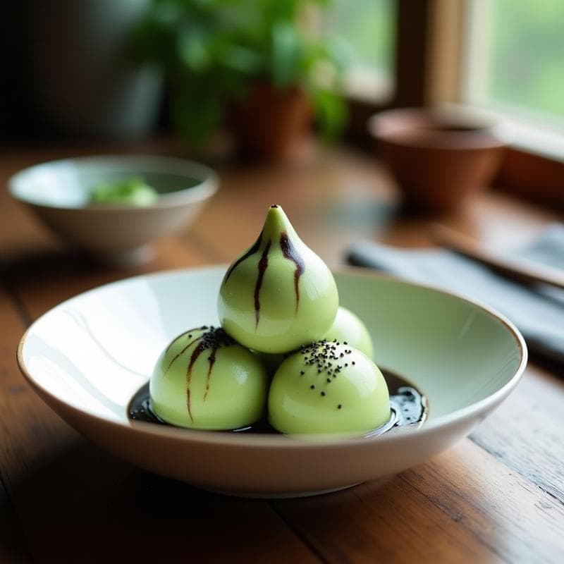 Helado de Té Verde y Black Sesame: Postre Japonés Sin Lácteos con Textura Cremosa