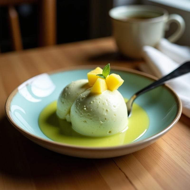 Helado de Té Verde y Coco con Trozos de Piña: Postre Keto Sin Lactosa