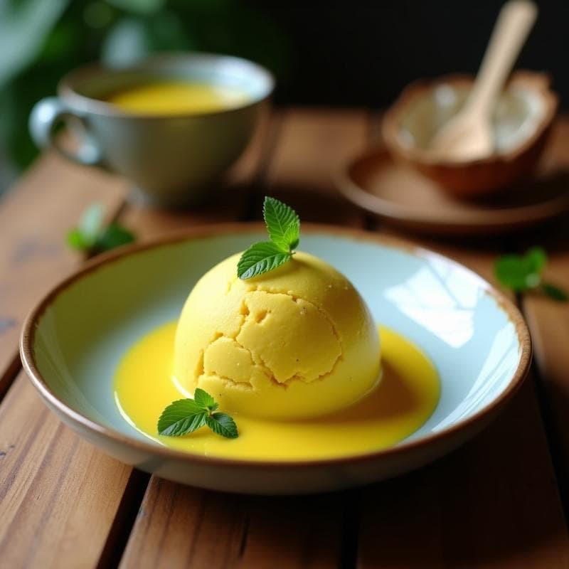 Helado de Té Verde y Cúrcuma con Topping de Coco: Postre Vegano y Antiinflamatorio