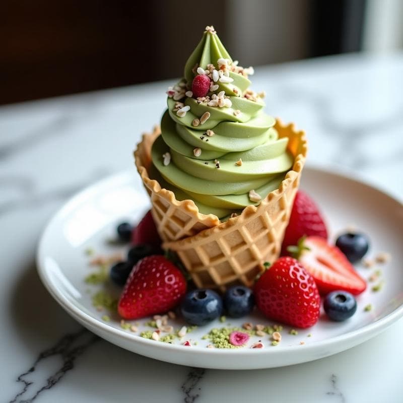 Helado de Té Verde y Frutos Rojos: Postre Japonés Vegano Sin Lácteos
