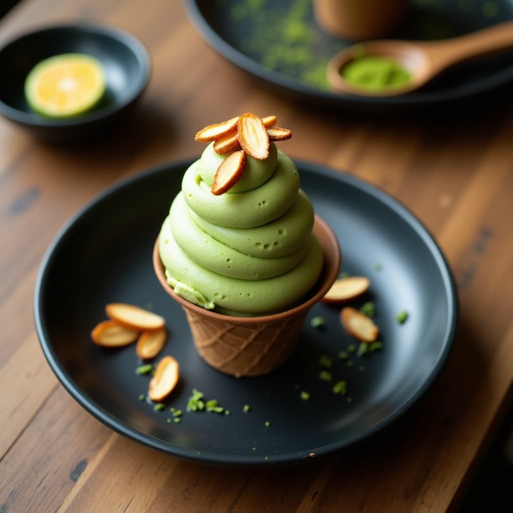 Helado de Té Verde y Ginseng con Trozos de Almendra: Postre Coreano Antioxidante en 15 Minutos