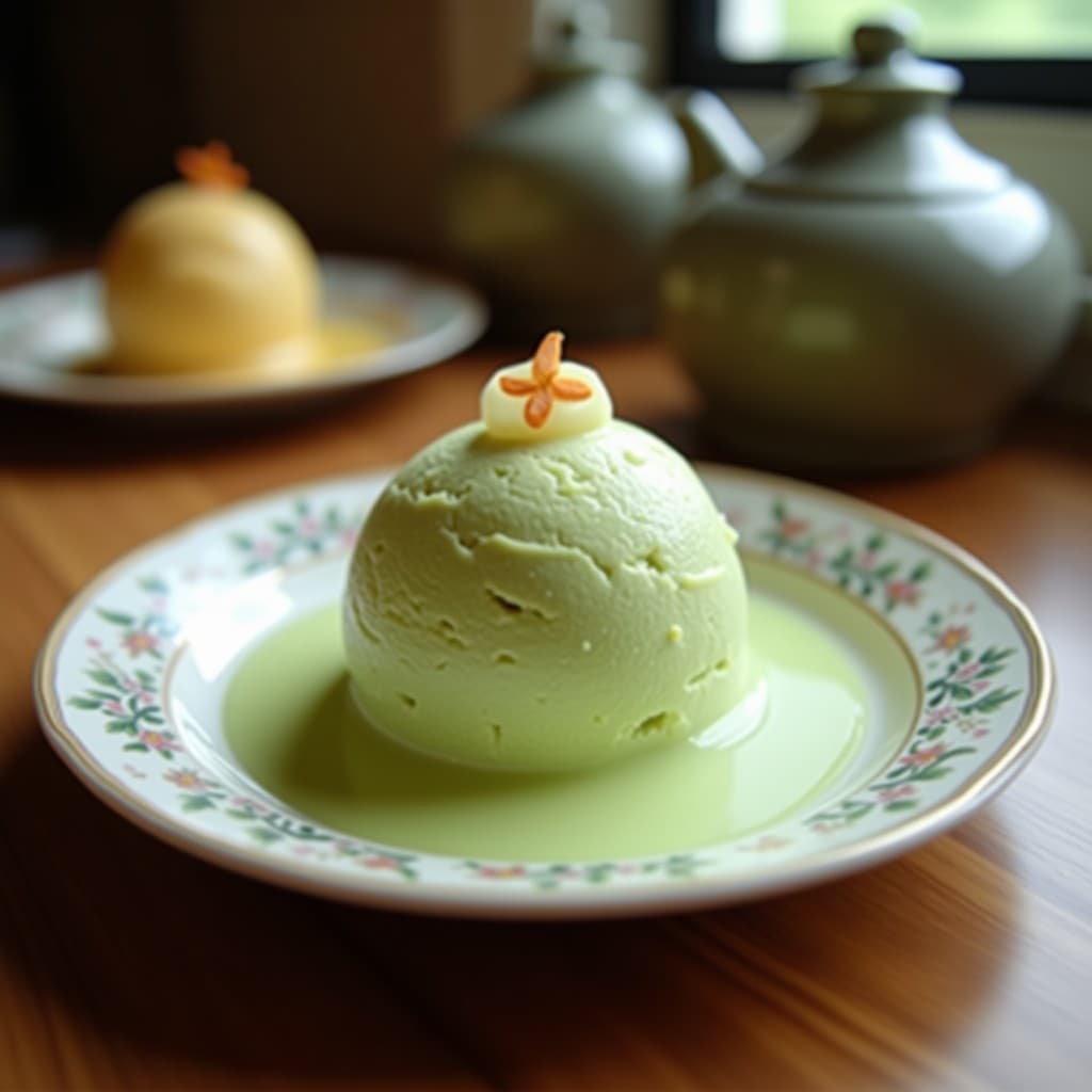 Helado de Té Verde y Ginseng con Virutas de Coco: Postre Coreano Vegano y Energizante