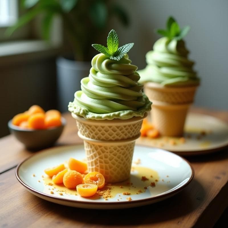 Helado de Té Verde y Jengibre con Trozos de Albaricoque: Postre Vegano Sin Lácteos en 5 Ingredientes