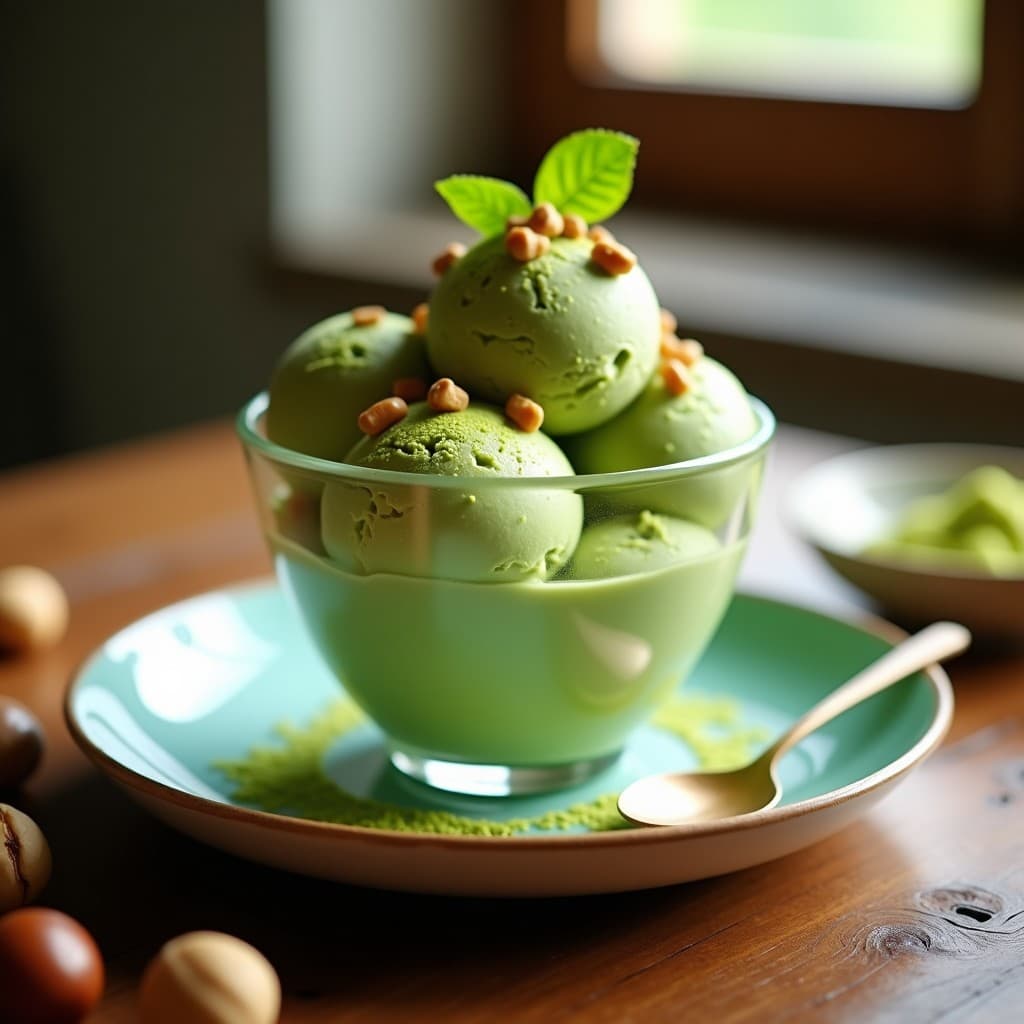Helado de Té Verde y Leche de Avellana: Postre Vegano Sin Lácteos y Sin Azúcar