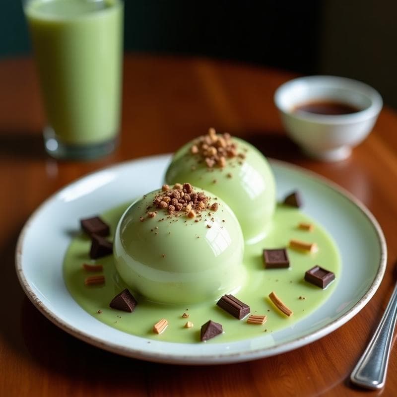 Helado de Té Verde y Leche de Coco con Trozos de Chocolate 100%: Postre Vegano y Antioxidante