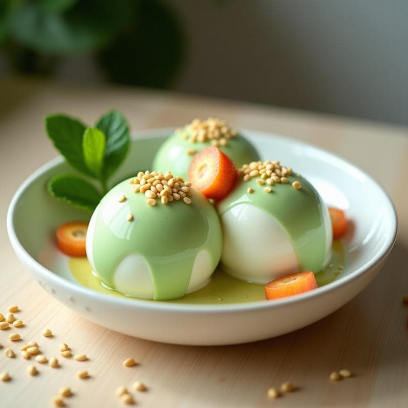 Helado de Té Verde y Lichi con Semillas de Sésamo: Postre Chino Sin Lácteos en 3 Pasos