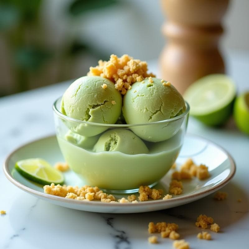 Helado de Té Verde y Lima con Crumble de Almendras: Postre Keto Sin Azúcar y Antiinflamatorio
