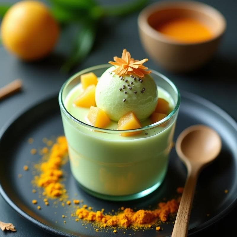 Helado de Té Verde y Lychee con Cúrcuma: Postre Japonés Antioxidante y Sin Lactosa