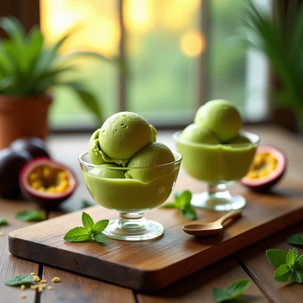Helado de Té Verde y Maracuyá: Postre Sin Azúcar en Thermomix con Toque Tropical