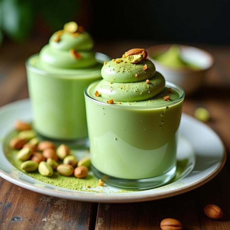 Helado de Té Verde y Pistacho con Base de Aquafaba: Postre Vegano Sin Azúcar en Airfryer