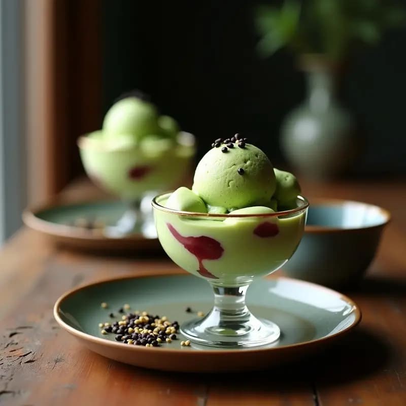Helado de Té Verde y Red Bean Paste: Postre Chino Vegano y Sin Azúcar con Erythritol