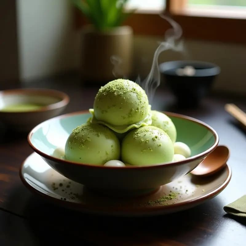 Helado de Té Verde con Red Beans y Mochi: Postre Japonés Tradicional y Vegano