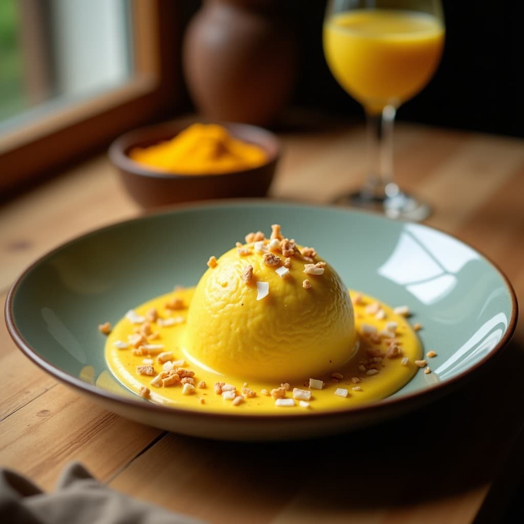 Helado de Tumeric Latte con Virutas de Coco: Postre Antiinflamatorio Sin Azúcar