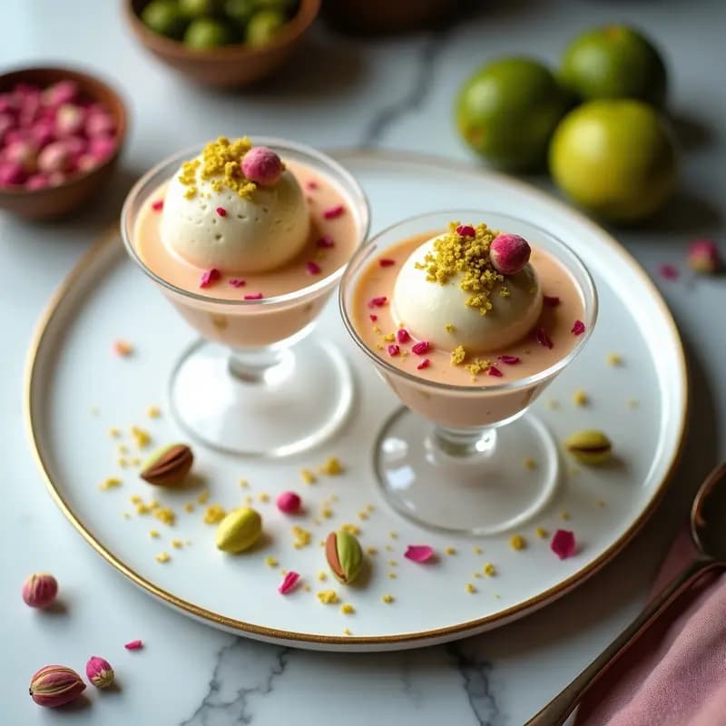 T Cemil: Helado Turco de Goma Arábiga con Pistacho y Rosa Sin Azúcar