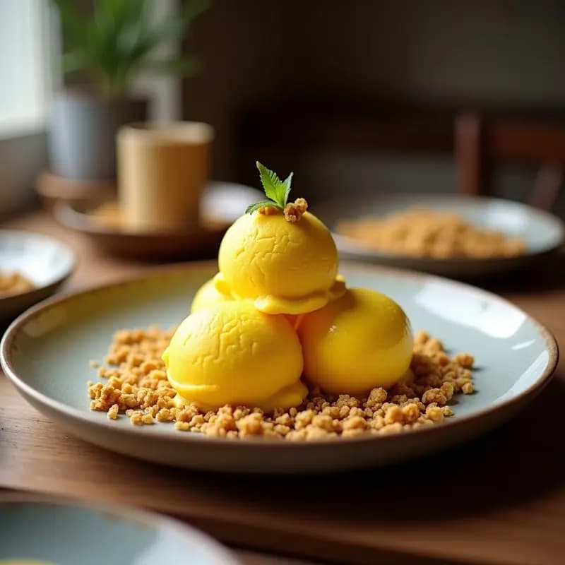 Helado de Turmeric y Coco con Topping de Granola: Postre Indio Antiinflamatorio