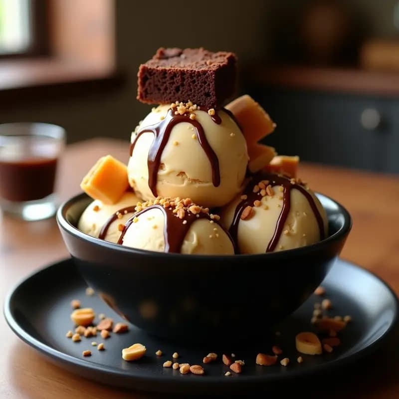 Helado de Turrón, Mantequilla de Cacahuete y Trozos de Brownie: Postre Navideño Extremo