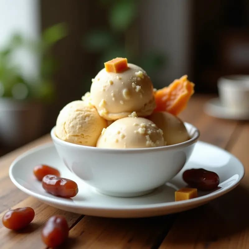 Helado de Turrón de Agramonte y Dátiles Medjool: Postre Español Sin Lácteos en 5 Minutos