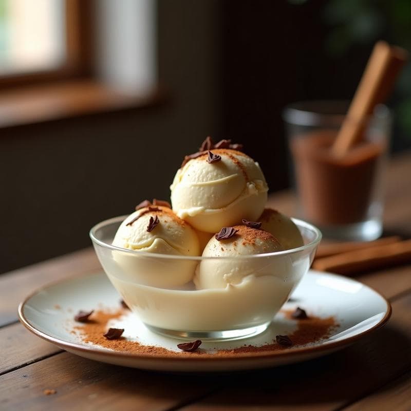 Helado de Turrón y Canela con Virutas de Chocolate Negro: Postre Español Sin Azúcar