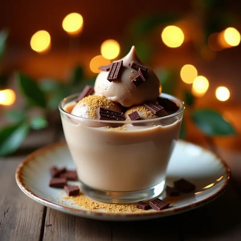 Helado de Turrón con Virutas de Chocolate y Polvo de Oro Comestible: Postre Navideño de Lujo en 5 Minutos