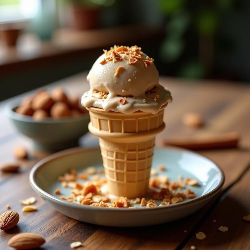 Helado de Turrón de Jijona y Almendra: Postre Español Sin Azúcar y Sin Lácteos