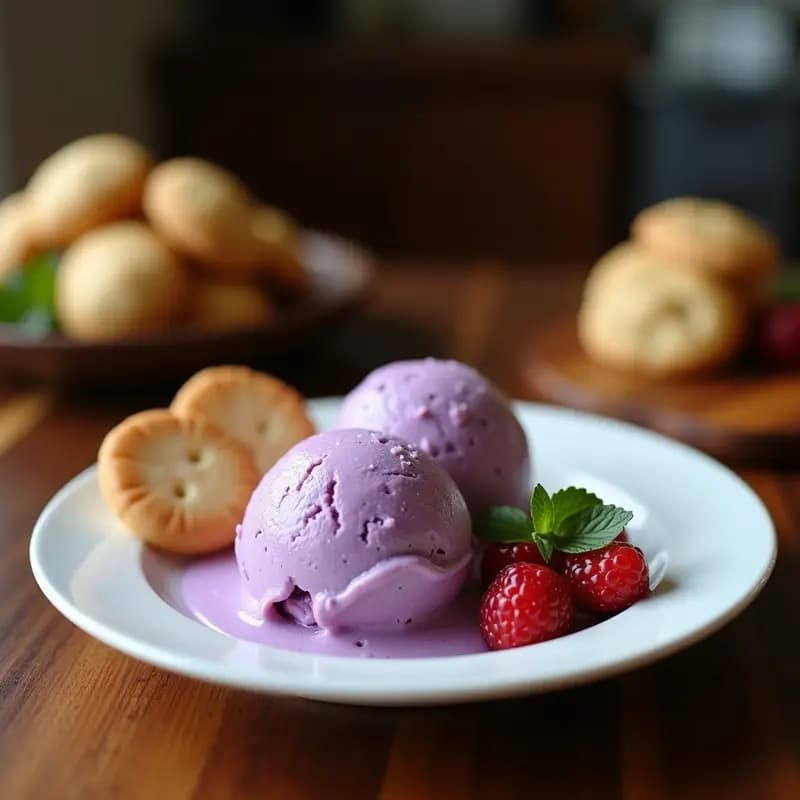 Helado de Ube y Coco con Galletas María: Postre Filipina Sin Lácteos