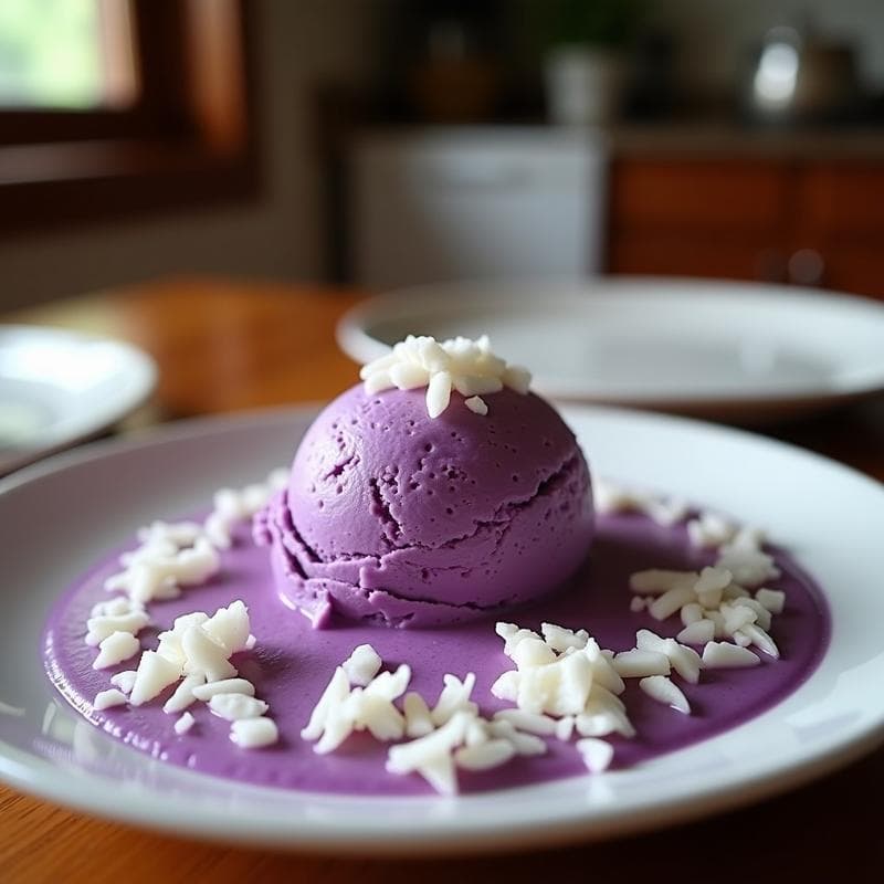 Helado de Ube y Coco Rallado: Postre Filipino Vegano Sin Lácteos