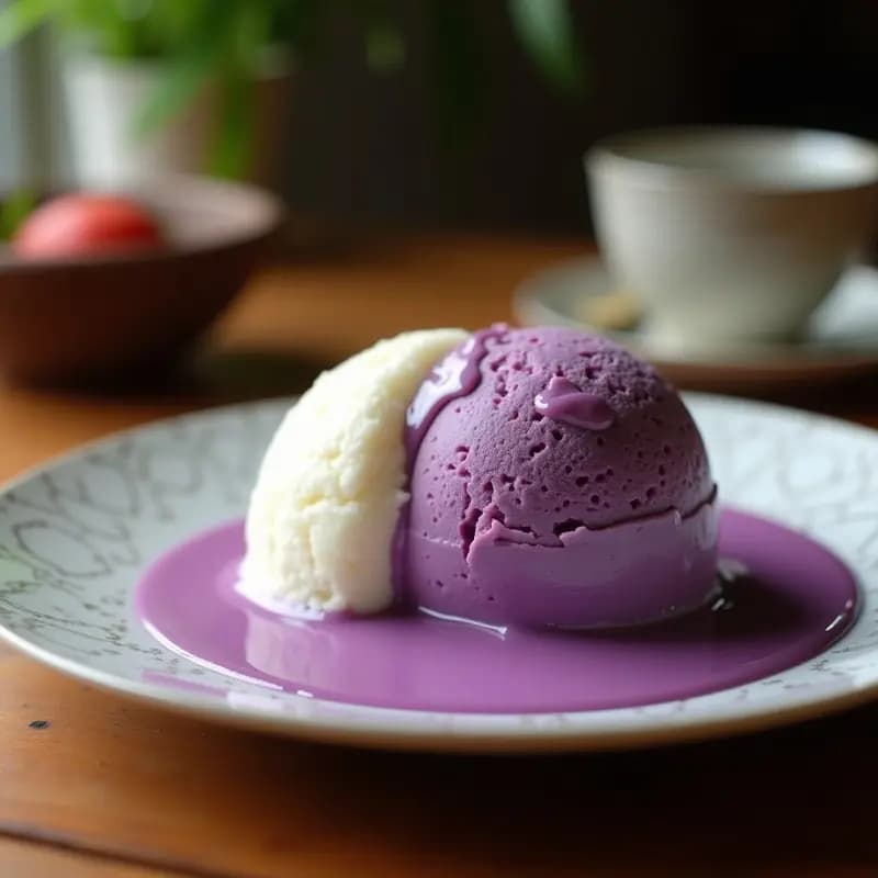 Helado de Ube y Leche de Coco: Postre Filipinas Sin Lácteos y con Toque Morado