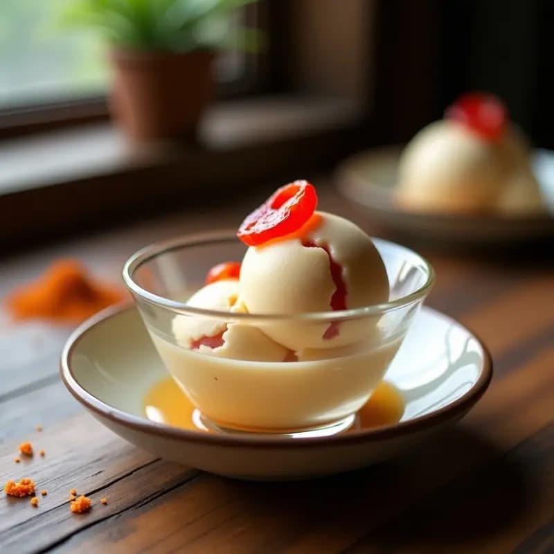 Helado de Umeboshi y Té Hōjicha: Postre Japonés Sin Lácteos con Toque Ácido y Ahumado