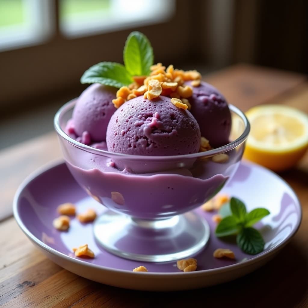 Helado de Uva Camu Camu y Yogur Griego con Crujiente de Almendras: Postre Brasileño Keto