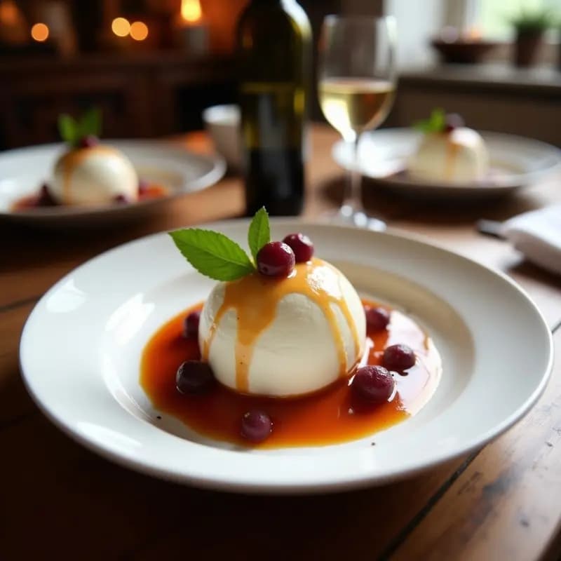 Helado de Uva Moscatel y Queso Mascarpone con Reducción de Oporto: Postre Portugués Sin Azúcar