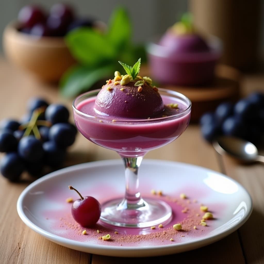 Helado de Uvas Negras y Pimienta Rosa: Postre Italiano Sin Azúcar con Thermomix en 10 Minutos