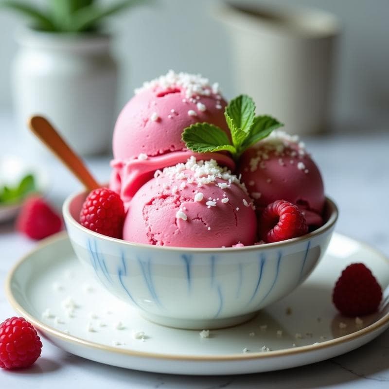Helado de Wasabi y Frambuesa: Postre Japonés Picante y Refrescante Sin Azúcar
