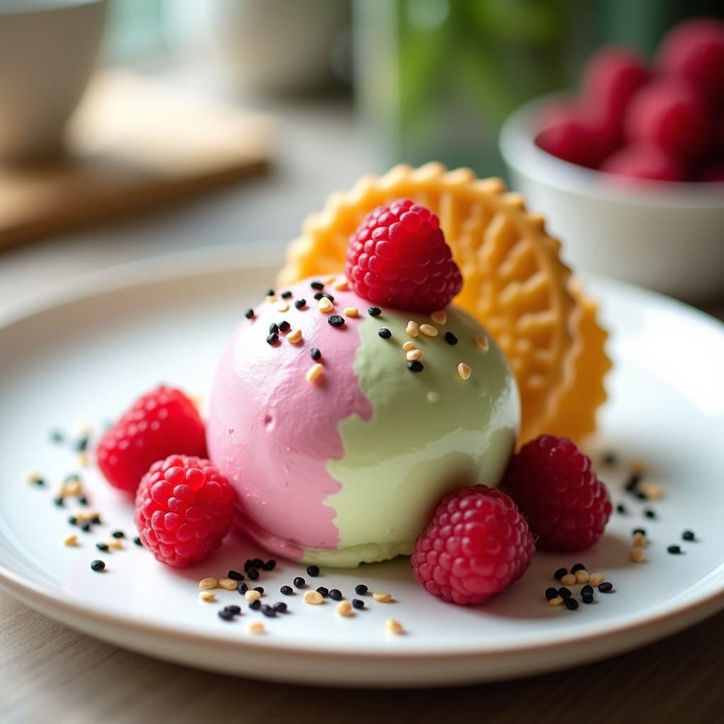 Helado de Wasabi y Frambuesas con Galletas de Sésamo: Postre Japonés Viral y Sin Lactosa